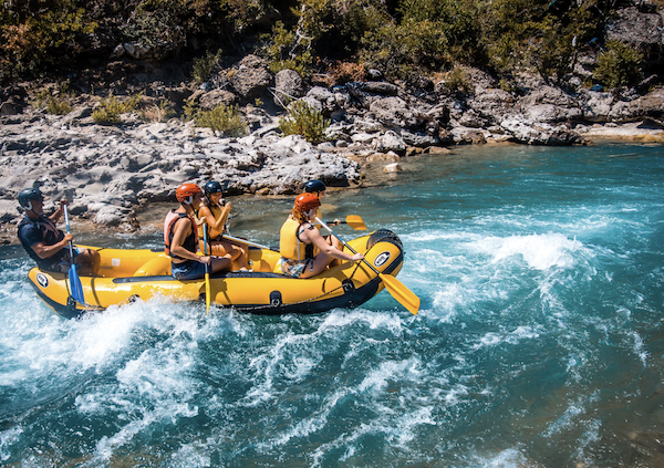 Raft on Merced River